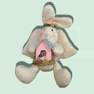 Plush Angel Bunny‎ Rabbit Ornament Spring Easter Decor 6"